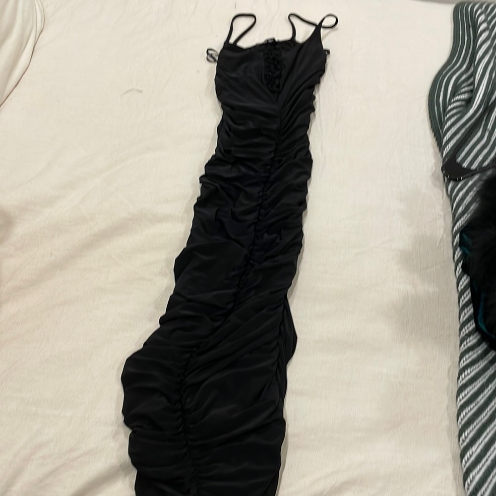 Missguided black ruched dress